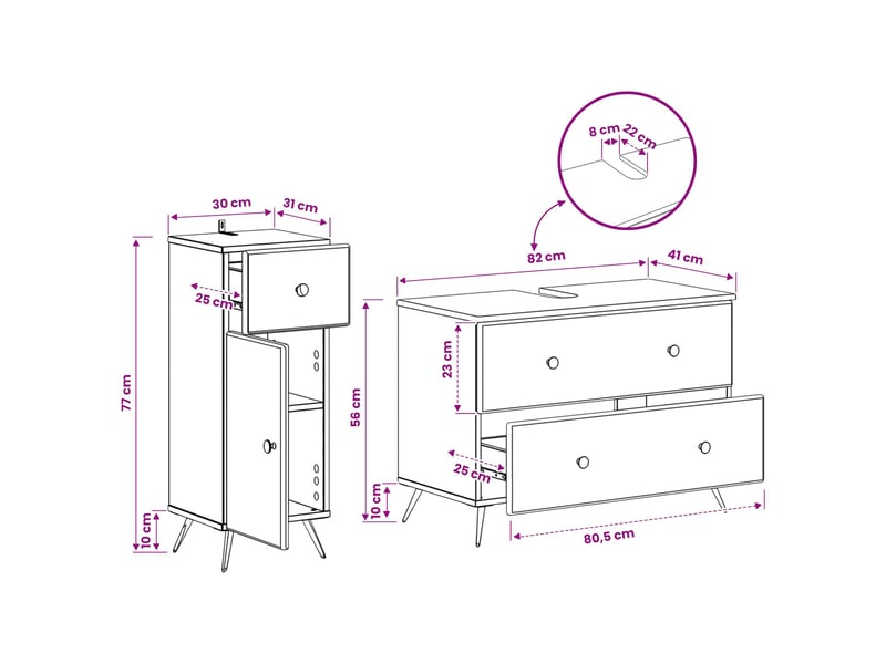  Ensemble de 2 meubles de salle de bain breda sonoma gris cf63103  - Conforama E