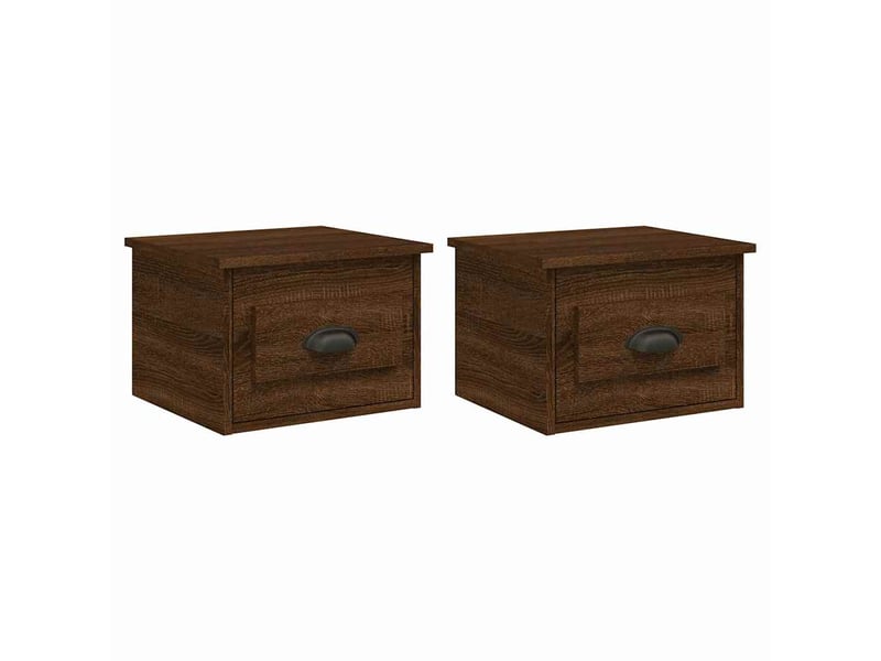  Lot de 2 tables de chevet - cabinet de chevet - table de nuit murales chêne marron 41,5x36x28 cm  - Conforama A
