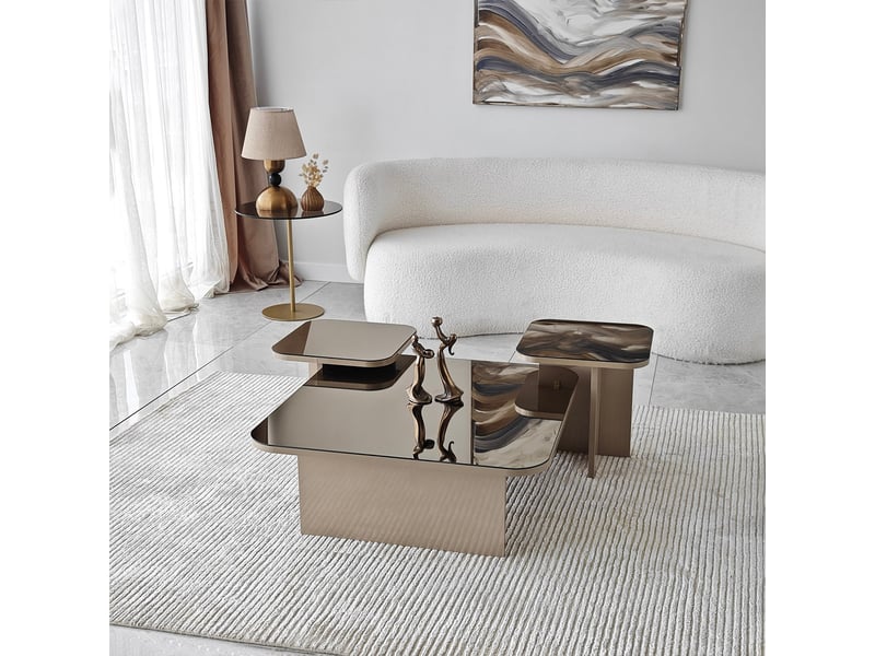 Table basse moderne avec étagères décalées jazz - Conforama E