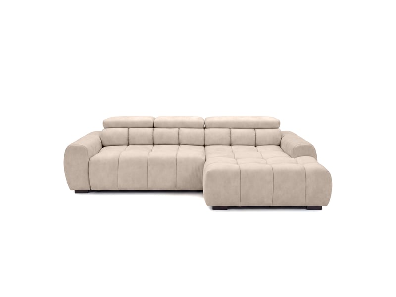  Canapé d'angle aldo avec fonction couchage, côté droit, tissu salvador wr, beige (01)  - Conforama C