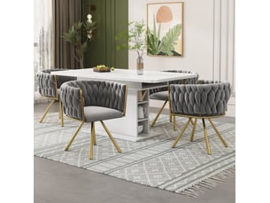 Lot de 4 chaises de salle à manger pivotantes 59x54x72 cm, revêtement en velours, pieds métalliques gris et dorés, style élégant