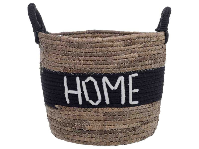  Lot de 2 paniers en fibre naturelle et coton marron d30x24,5, d25x19h cm  - Conforama E