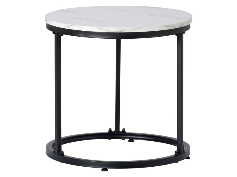 Tables basses gigognes rondes en mdf et métal pour salon ø 50×70,5 et ø 45,5×44 cm marbre  - Conforama D