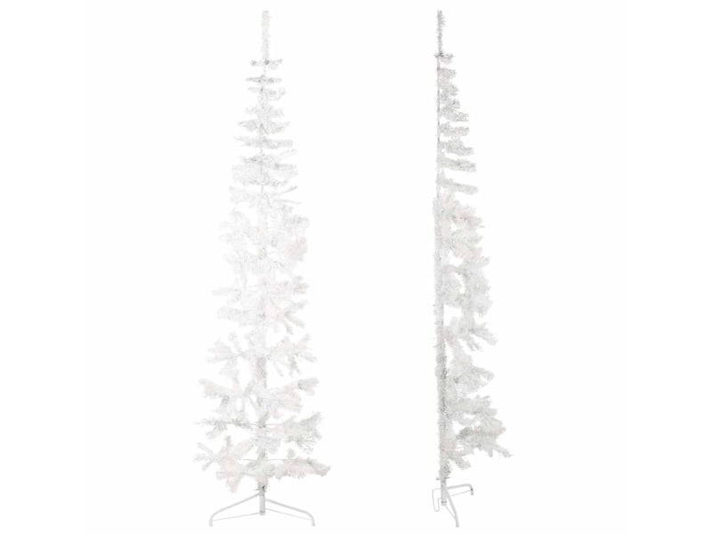  Demi sapin de noël, arbre de noël artificiel mince avec support blanc 210 cm  - Conforama E