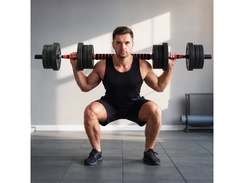  Ensemble d'haltères 2 en 1 : barre courte réglable de 20 kg et haltères professionnelles pour l'entraînement de force (noir).  - Conforama C