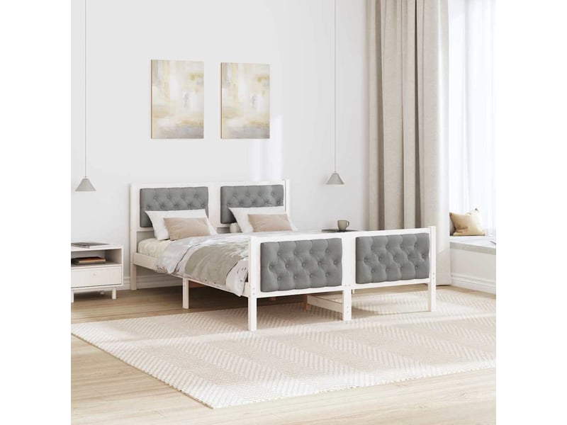  Lit double- lit adulte -  cadre de lit gris clair 150 x 200 cm pin massif  - Conforama C