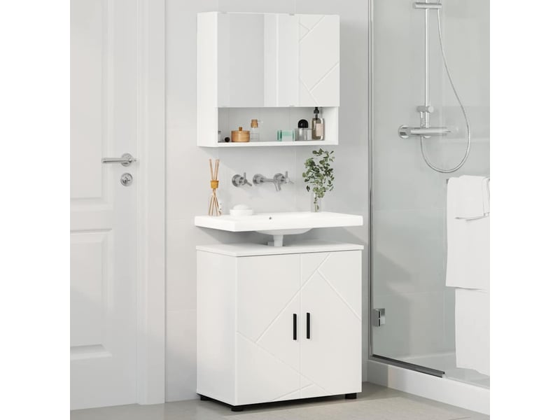 Ensemble de mobilier de salle de bain 2 pièces blanc cf64205 - Conforama D
