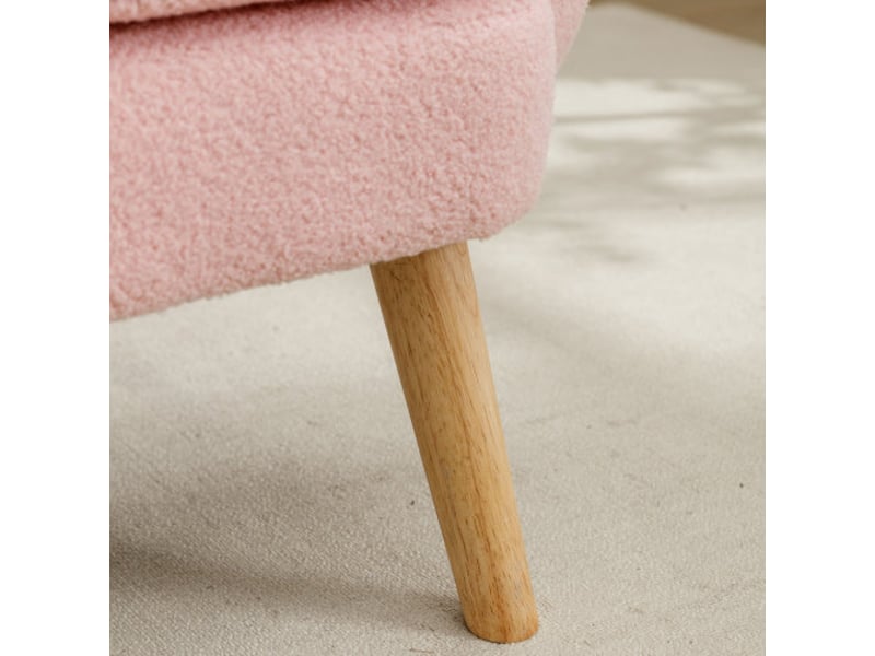  Fauteuil velours teddy moderne, rembourré, coussins épais - chaise de salon, piètement bois massif  - Conforama E