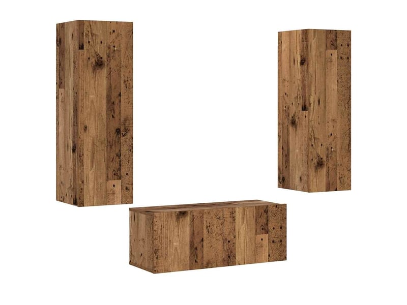  Lot de 3 meuble tv mural, meuble tv suspendu vieux bois bois d'ingénierie shl59681  - Conforama A