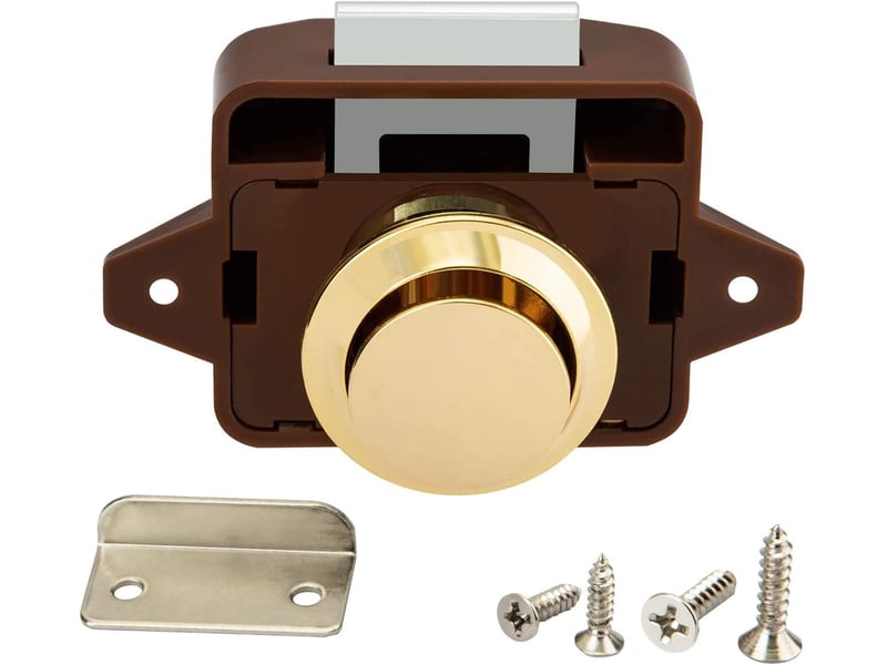  Loquet de porte d'armoire à bouton-poussoir pour caravane, camping-car, placard doré 2pcs  - Conforama A