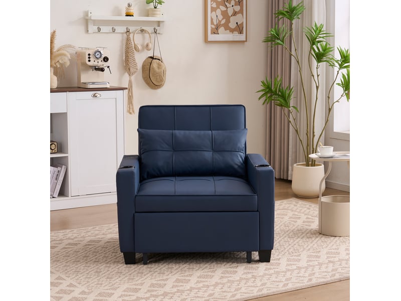  Canapé d'appoint 3-en-1 extensible - avec porte-gobelets et port usb, fauteuil-lit, fauteuil, parfait pour les petits espaces  - Conforama D