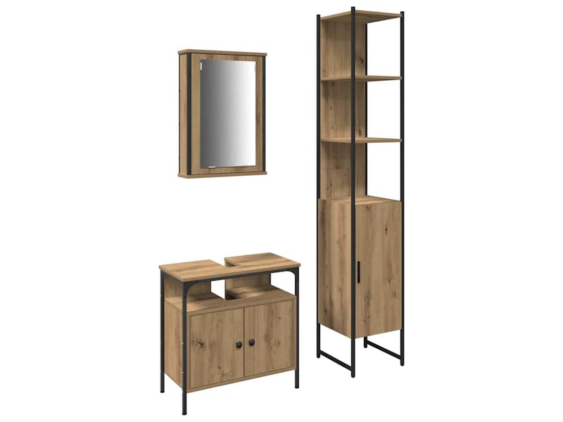 Ensemble de mobilier de salle de bain 3 pc chêne artisanal cf64287 - Conforama A