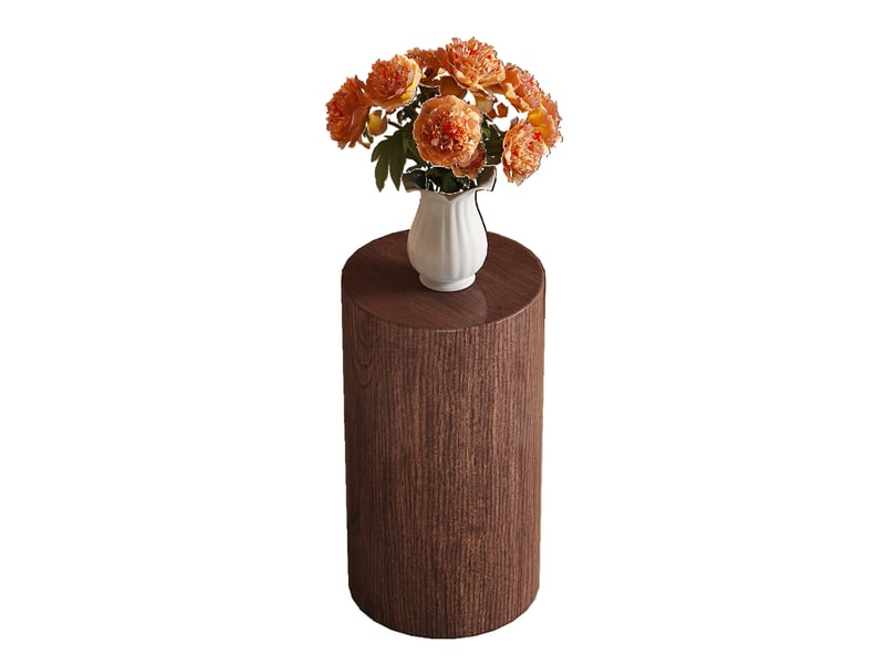  Table basse ronde avec plateau large et patins antiderapants, en mdf, noyer, 30 × 30 × 55 cm - uvrion  - Conforama A
