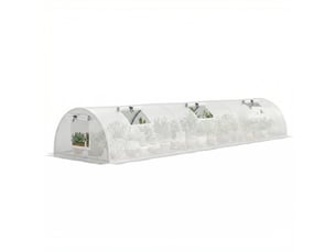 Serre tunnel en aluminium avec fenêtre en filet, résistante aux uv, film plastique, 300 x 80 x 45 cm, blanche
