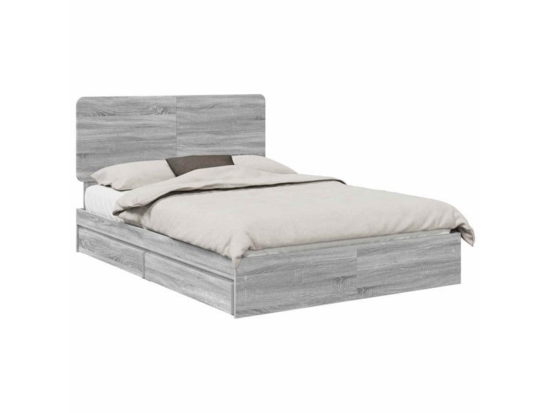 Lit double- lit adulte - lit de rangement gris sonoma 150 x 200 cm bois d'ingénierie - Conforama A