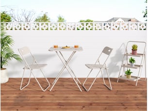 Ensemble table et chaises de jardin avec 2 chaises pliantes et 1 table, facile à ranger, en acier beige