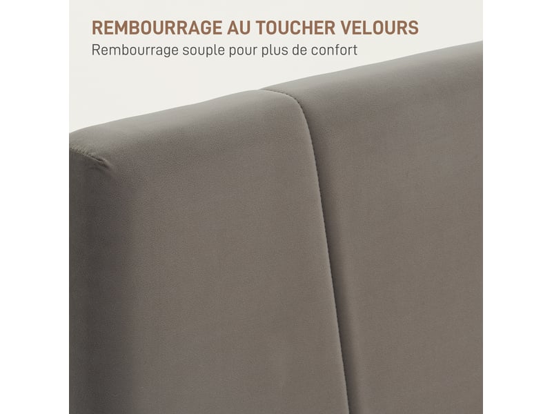  Cadre de lit double 140 x 190 cm lit 2 personnes tête de lit réglable sommier 150 x 198 x 100105110115120 cm gris  - Conforama E