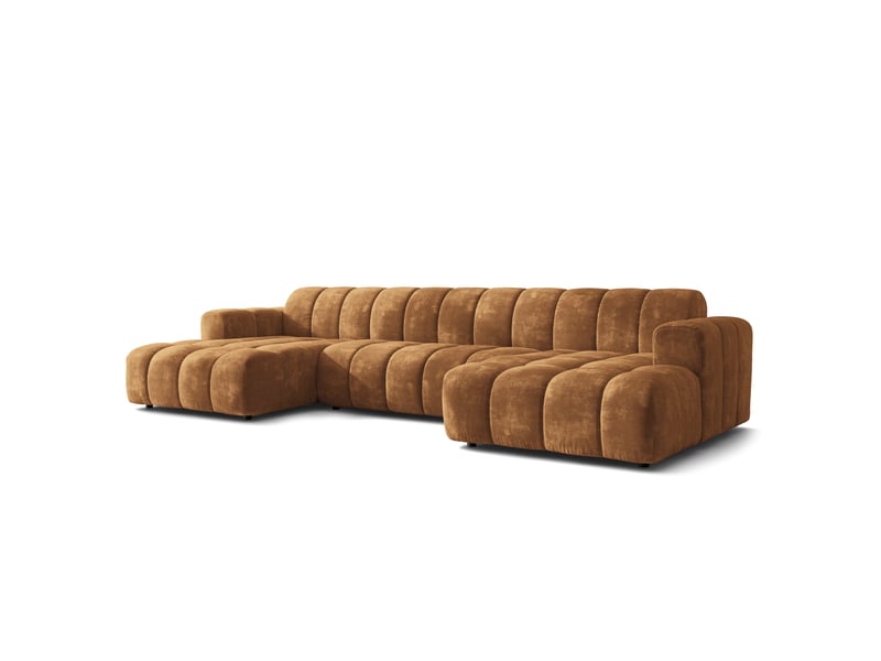 Canapé d'angle aenis, tissu chenille marron clair - Conforama A