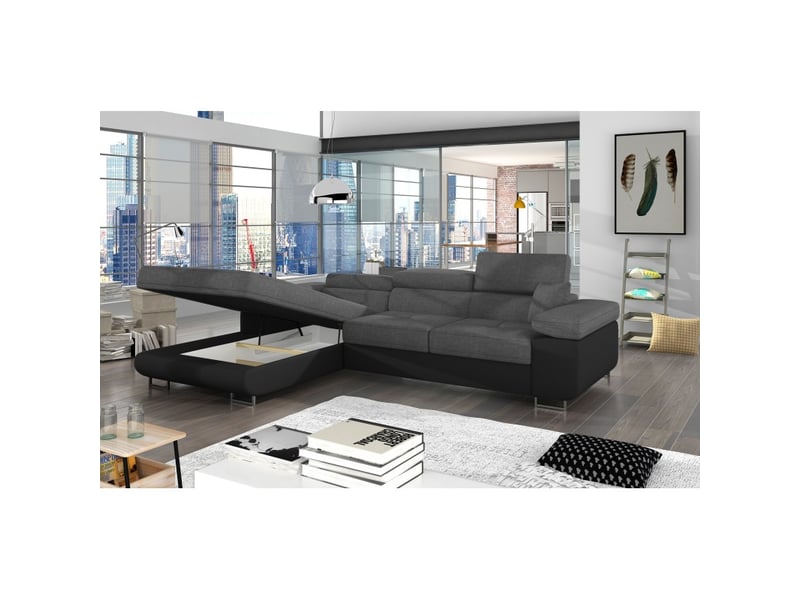 Canapé d'angle convertible amanda gris foncé en tissu tramé - Conforama B