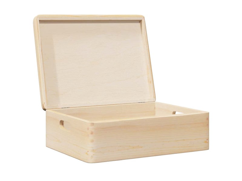  Boîte de rangement, coffre avec couvercle et poignées bois de pin massif shl16523  - Conforama E