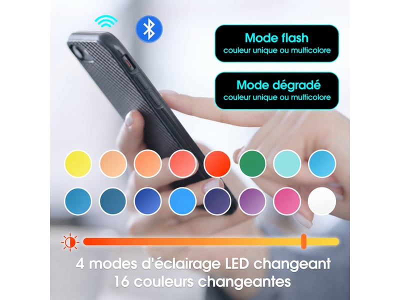  Table basse noire et blanche brillante avec éclairage led, 90 x 45 x 35,5 cm  - Conforama E