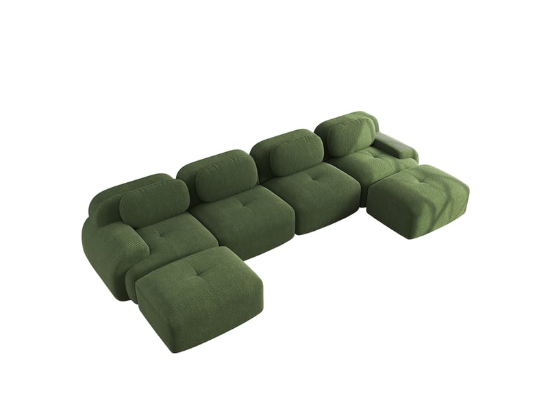 Canapé modulable, canapé de salon, en velours, vert, sans montage, sans structure, chambre, pour salon - Conforama W