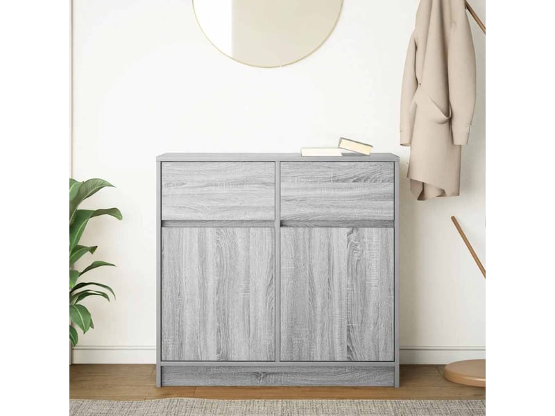  Buffet - bahut - meuble de rangement avec tiroir sonoma gris 80x34x76 cm bois d'ingénierie  - Conforama C