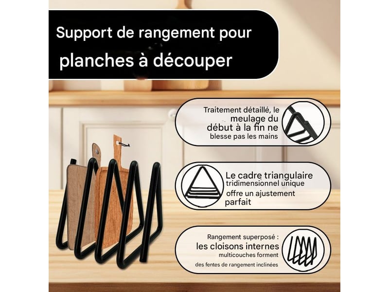  Support de planche à découper en acier inoxydable, 9,2 cm x 9,2 cm, boîte de rangement triangulaire pour planche à découper peu encombrante  - Conforama C