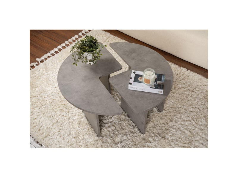  Table basse ronde en bois mdf mélaminé gris béton ø90 x 41 cm  - Conforama D