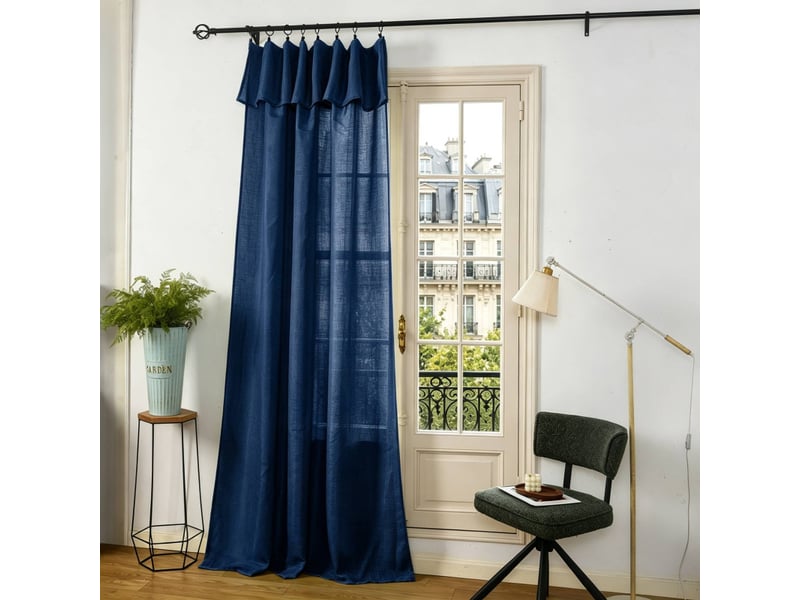  Lot de 2 voilages ajustables + 8 anneaux pince 140 x 270 cm evasion polyester effet lin  - Conforama B