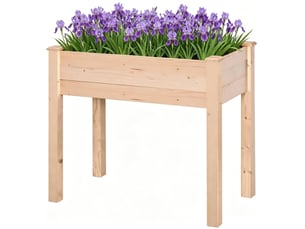 Bac à plantes surélevé en sapin naturel, 86 x 46 x 76 cm, doublure en tissu, pour jardin et terrasse