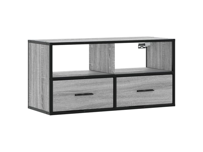  Meuble tv - banc tv - meuble de rangement sonoma gris 80x31x39,5 cm bois d'ingénierie et métal  - Conforama A
