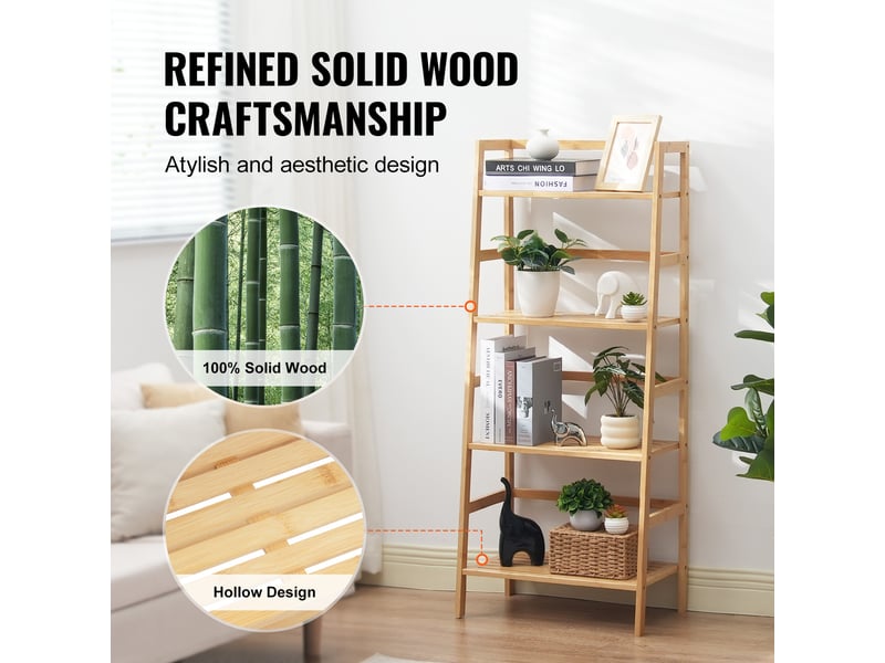Etagere de salle de bain a 4 niveaux, etagere echelle bambou, etagere de rangement multifonctionnelle pour presentoir, support pour plantes a fleurs autonome, bibliotheque pour cuisine, maison - Conforama D
