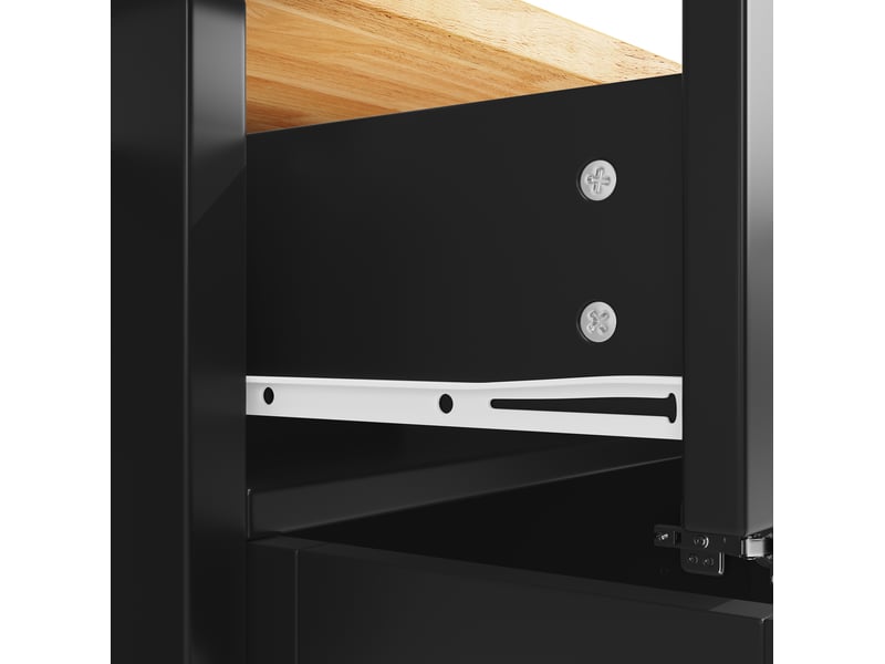  Desserte de cuisine 140 x 73 x 93,5 cm noire en mdf, plateau extensible et 5 roulettes avec freins  - Conforama E