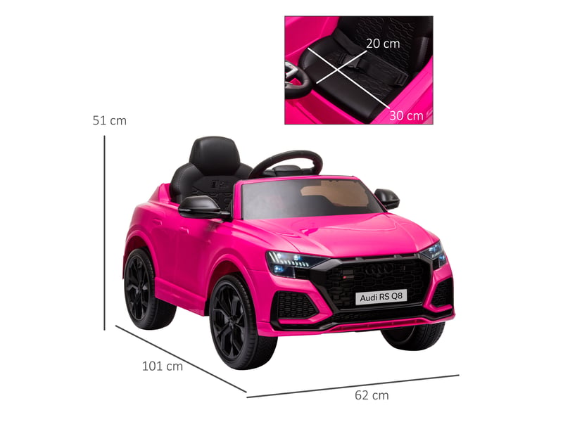  Voiture électrique enfants sous licence audi rs q8, véhicule électrique avec télécommande, usb, bluetooth, rose  - Conforama E