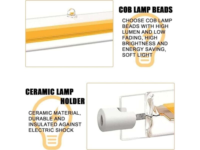  Ampoule led r7s 78mm,10w équivalent ampoule halogène r7s 100w j78,blanc chaud 3000k éclairage à faisceau 360 °,paquet de 2  - Conforama C