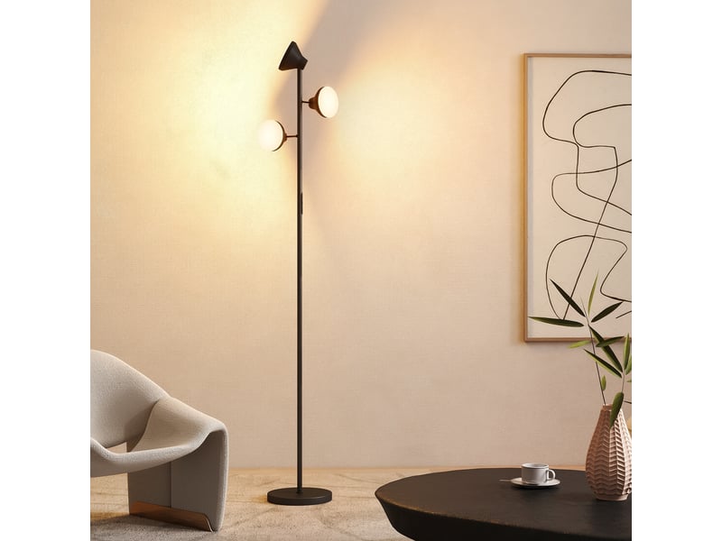  Lampadaire led lampadaires sur pied salon dimmable 2700k-6000k 4150 lm 3 têtes rotatives ø 25 x 170 cm noir  - Conforama D