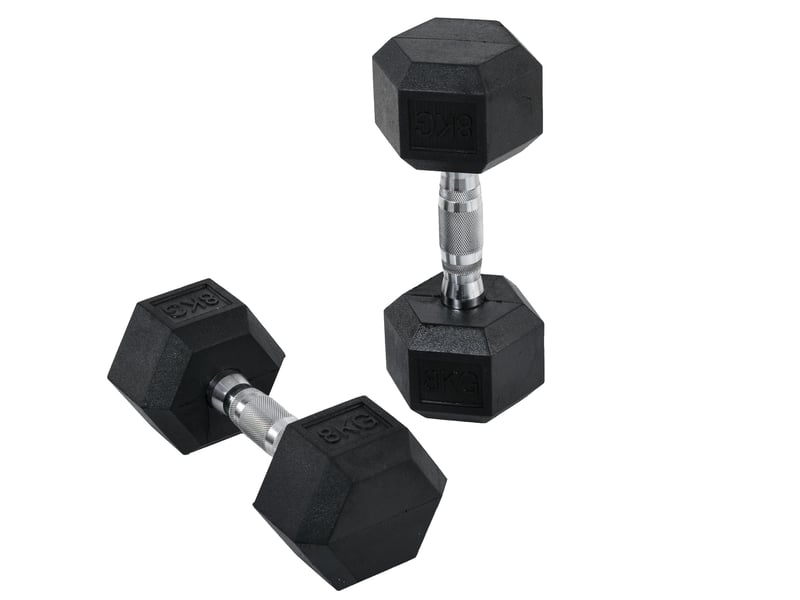  Ensemble d'haltères courtes hexagonaux total 16 kg - entraînement musculaire &amp; haltérophilie - métal caoutchouc noir  - Conforama B