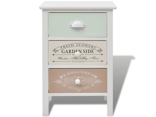 Armoire de rangement avec 3 tiroirs style français rustique 38 x 28 x 57 cm en bois blanc 02_0046273