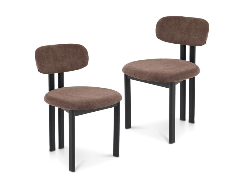  Lot de 2 chaises franca de salle à manger en tissu - brun  - Conforama A