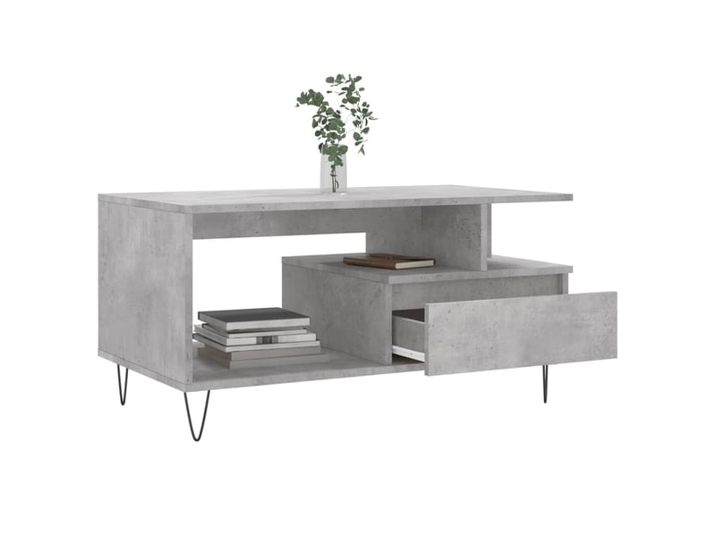  Table basse rectangulaire | table de salon gris béton 90x49x45 cm bois d'ingénierie  - Conforama D
