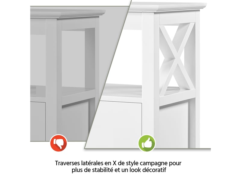  Lot de 2 tables de chevet scandinaves avec 2 tiroirs et étagère ouverte 40x30x60 cm blanc 616335 White(2pcs) - Conforama R