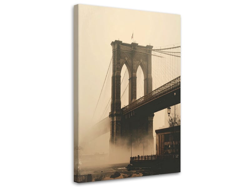  Impression sur toile, le pont de brooklyn enveloppé de brume dans un cadre atmosphérique 70x100 1334481765 - Conforama A