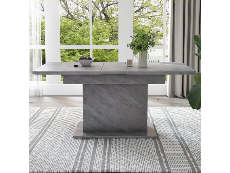 Table à manger extensible, modèle rectangulaire avec rangement intégré, structure panneau de particules et métal, gris – 130 x 70 x 75 cm - Conforama D