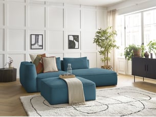Canapé droit fixe BOBOCHIC LEOPOLD 4 places Velours bleu