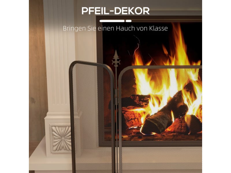  Pare-feu de cheminée noir en métal à 3 panneaux, pliable, 96x56 cm, pour salon et chambre  - Conforama E