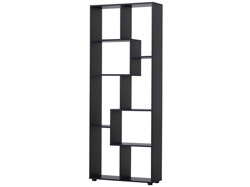  Bibliothèque étagère zig zag design contemporain 70l x 24l x 178h cm panneaux particules noir  - Conforama A