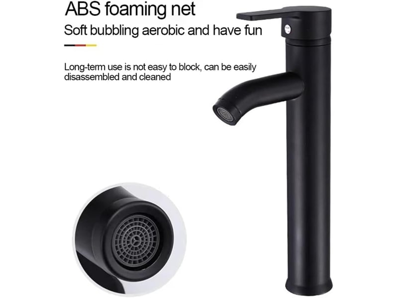  Robinet de salle de bain noir - haute qualité, eau froide et chaude - adapté pour un diamètre intérieur de 32 mm à 42 mm  - Conforama C