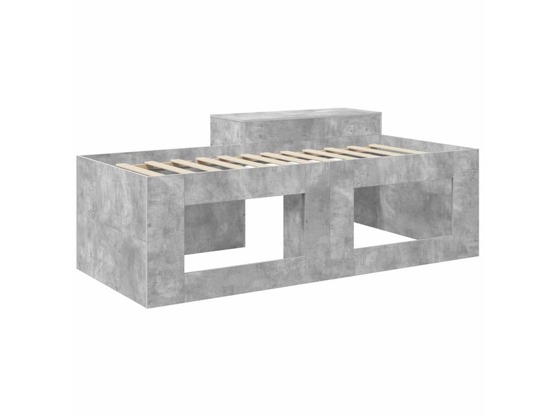  Lit haut pour enfants - lit jeune avec bureau gris béton 80 x 200 cm  - Conforama E