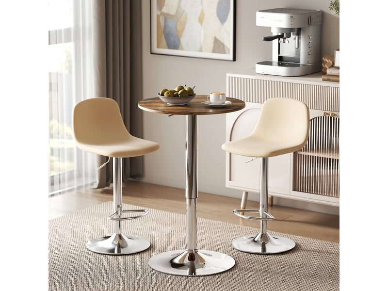  Table de bar table bistro mange-debout hauteur réglable 67-93 cm plateau pivotant 360° marron  - Conforama C